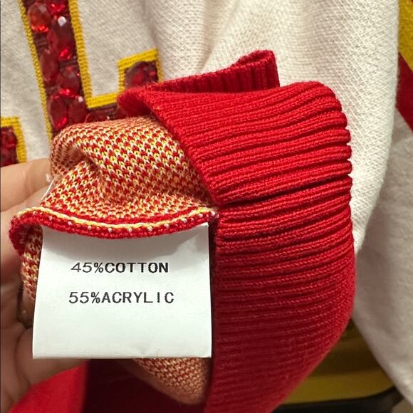 Queen of Sparkles KC Kansas City Scoop Neck Gem Sparkle Sweater NWT Size S - Picture 6 of 7